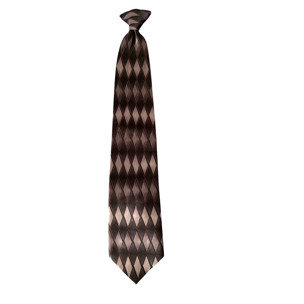 Puritan 100% Polyester mixture of Brown dimonds clip on Tie